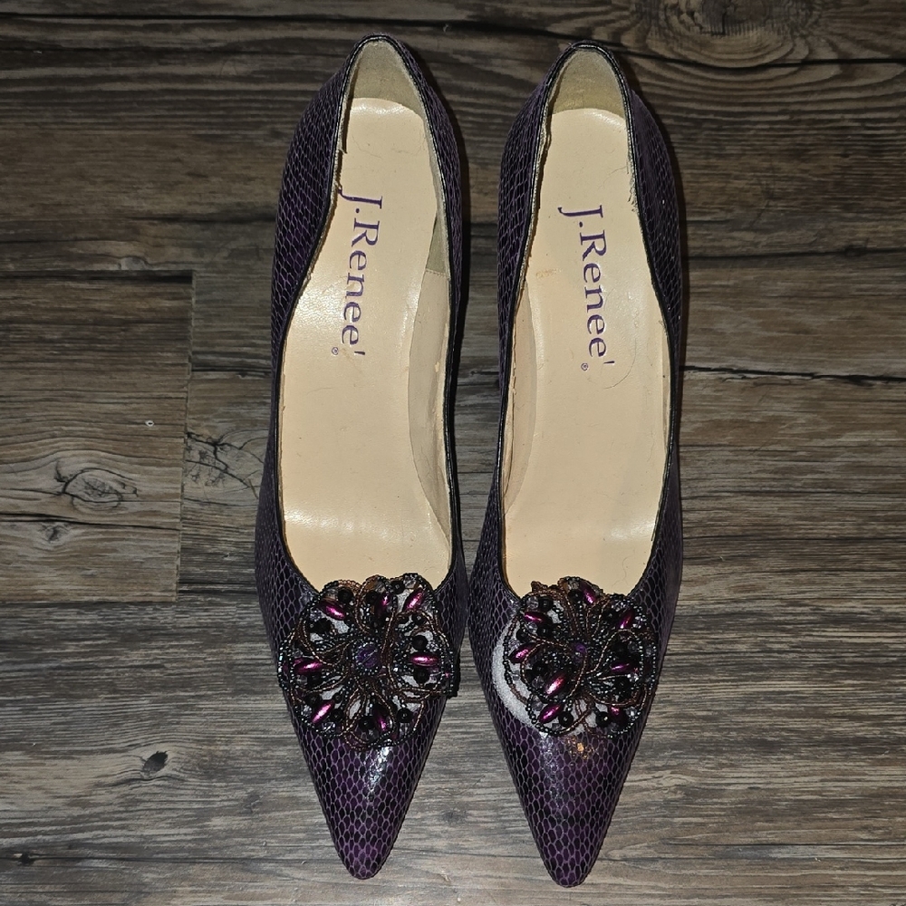 J.Renee Elegant Purple Heels with Embellishment